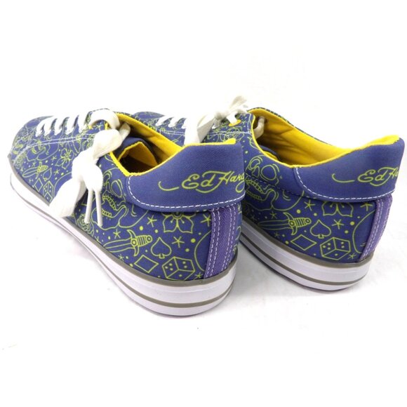 Ed Hardy Star and Skull Print Low Top Sneakers 11.5 New - Picture 3 of 8